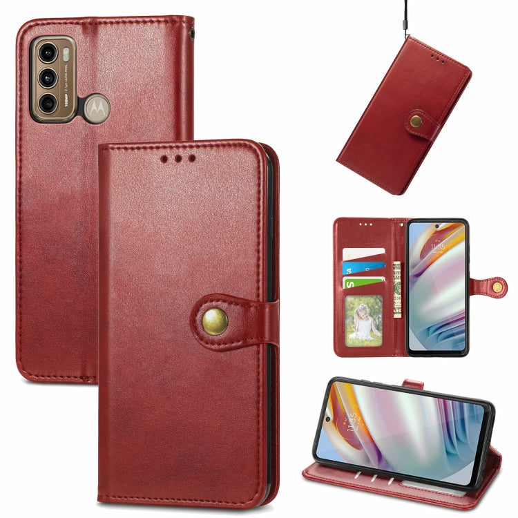 For Motorola G60 Solid Color Leather Buckle Phone Case with Lanyard & Photo Frame & Card Slot & Wallet & Stand Function