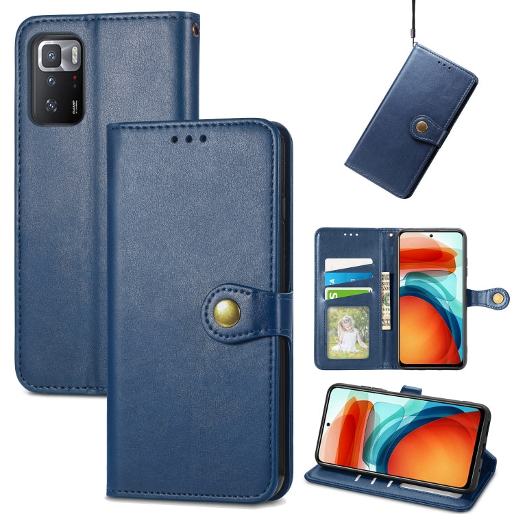 For Xiaomi Redmi Note 10 Pro 5G / Poco X3 GT Solid Color Leather Buckle Phone Case with Lanyard & Photo Frame & Card Slot & Wallet & Stand Function