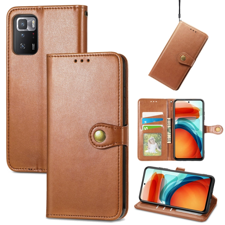 For Xiaomi Redmi Note 10 Pro 5G / Poco X3 GT Solid Color Leather Buckle Phone Case with Lanyard & Photo Frame & Card Slot & Wallet & Stand Function