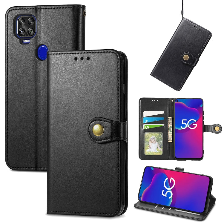For ZTE Axon 11 SE 5G Solid Color Leather Buckle Phone Case with Lanyard & Photo Frame & Card Slot & Wallet & Stand Function