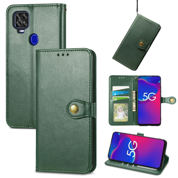 For ZTE Axon 11 SE 5G Solid Color Leather Buckle Phone Case with Lanyard & Photo Frame & Card Slot & Wallet & Stand Function