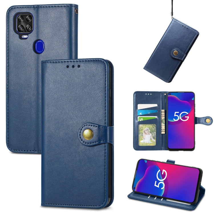 For ZTE Axon 11 SE 5G Solid Color Leather Buckle Phone Case with Lanyard & Photo Frame & Card Slot & Wallet & Stand Function