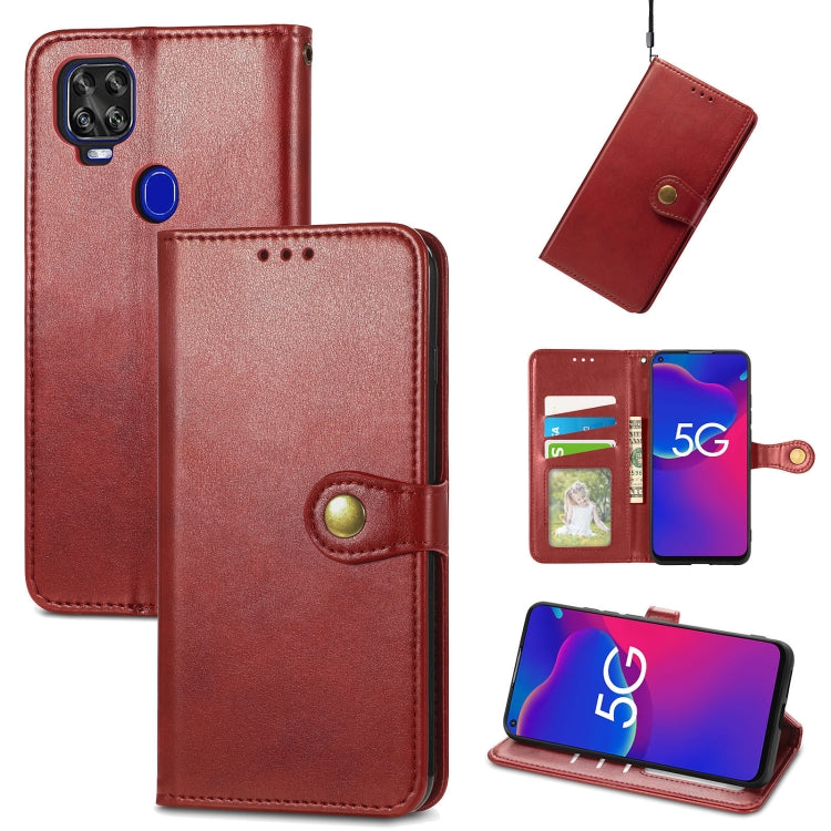 For ZTE Axon 11 SE 5G Solid Color Leather Buckle Phone Case with Lanyard & Photo Frame & Card Slot & Wallet & Stand Function
