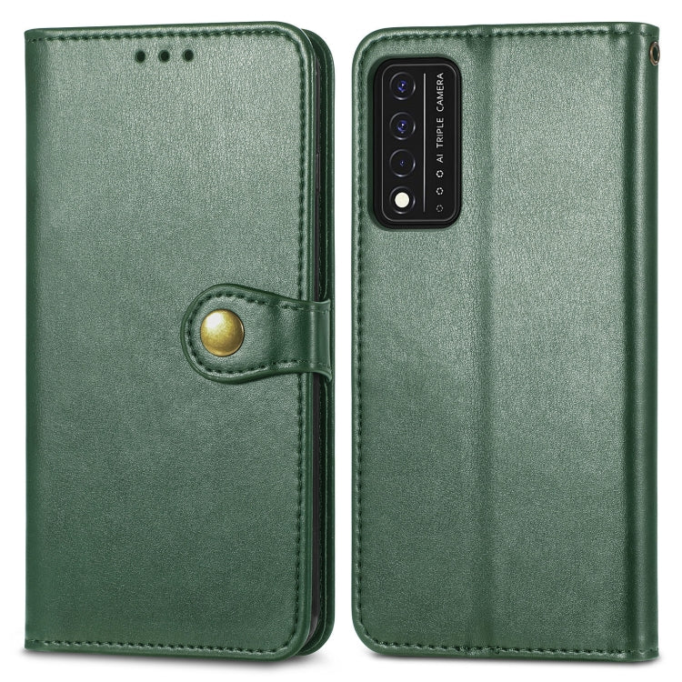 For T-Mobile REVVL V+ 5G Solid Color Leather Buckle Phone Case with Lanyard & Photo Frame & Card Slot & Wallet & Stand Function