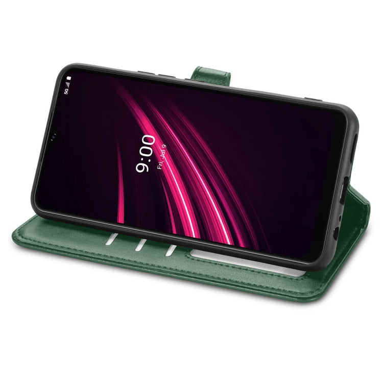 For T-Mobile REVVL V+ 5G Solid Color Leather Buckle Phone Case with Lanyard & Photo Frame & Card Slot & Wallet & Stand Function