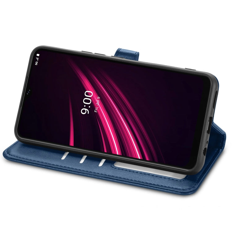 For T-Mobile REVVL V+ 5G Solid Color Leather Buckle Phone Case with Lanyard & Photo Frame & Card Slot & Wallet & Stand Function