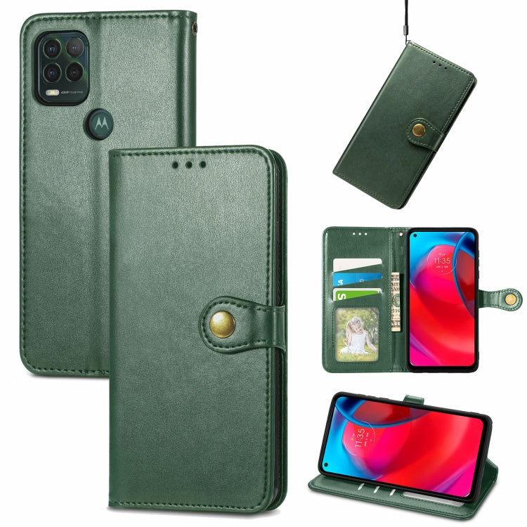 For Motorola Moto G Stylus 5G Solid Color Leather Buckle Phone Case with Lanyard & Photo Frame & Card Slot & Wallet & Stand Function