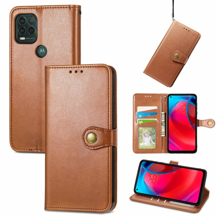 For Motorola Moto G Stylus 5G Solid Color Leather Buckle Phone Case with Lanyard & Photo Frame & Card Slot & Wallet & Stand Function