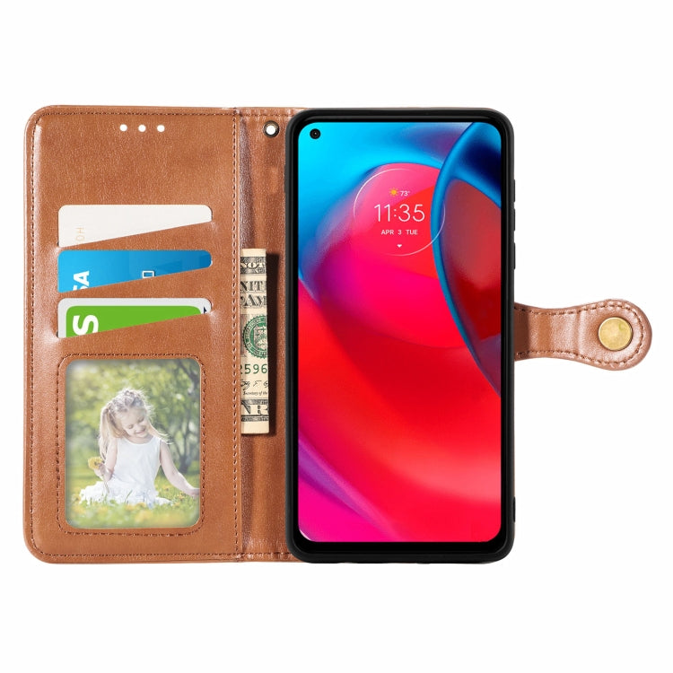 For Motorola Moto G Stylus 5G Solid Color Leather Buckle Phone Case with Lanyard & Photo Frame & Card Slot & Wallet & Stand Function