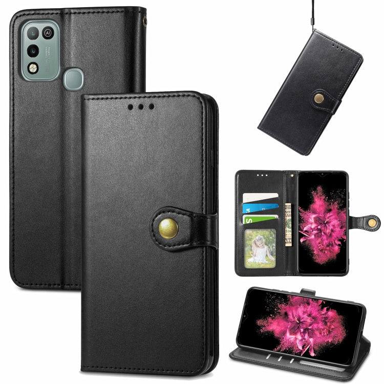 For Infinix Hot 10 Play Solid Color Leather Buckle Phone Case