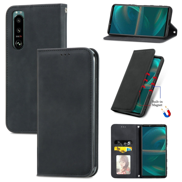 For Sony Xperia 5 III Retro Skin Feel Business Magnetic Horizontal Flip Leather Case with Holder & Card Slots & Wallet & Photo Frame