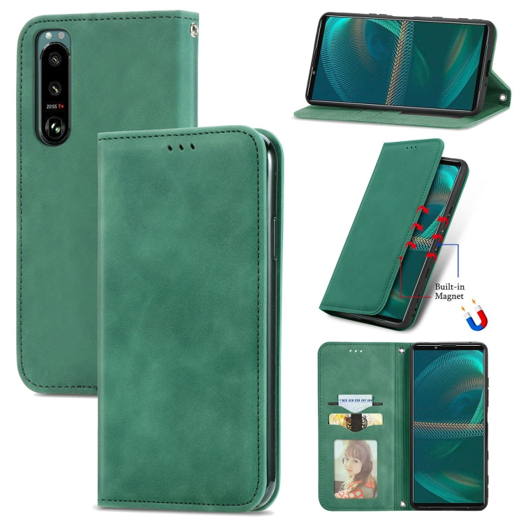 For Sony Xperia 5 III Retro Skin Feel Business Magnetic Horizontal Flip Leather Case with Holder & Card Slots & Wallet & Photo Frame