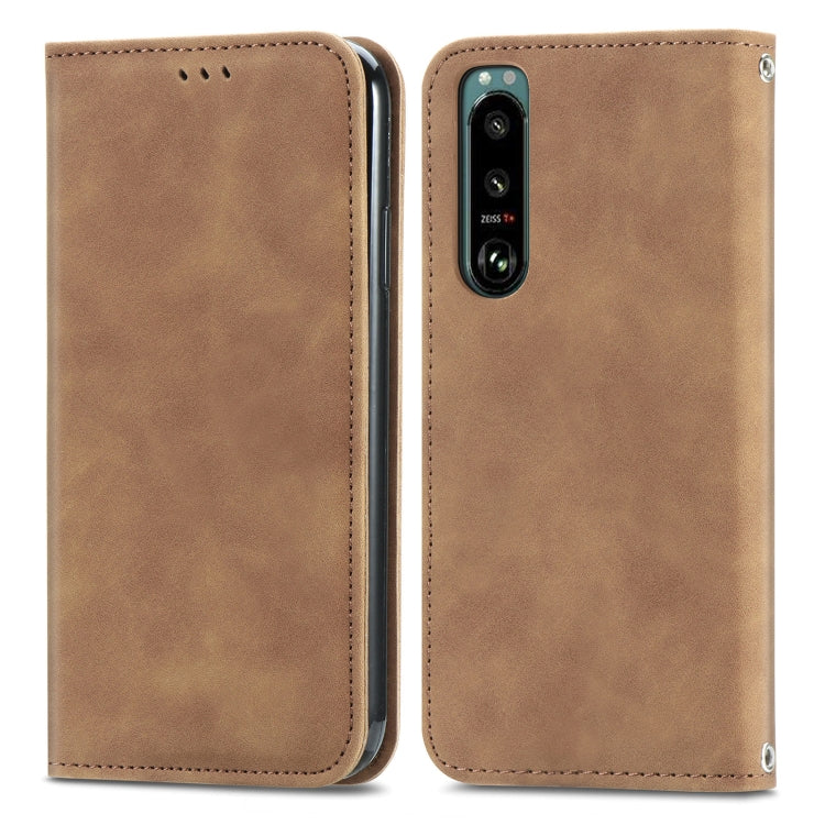For Sony Xperia 5 III Retro Skin Feel Business Magnetic Horizontal Flip Leather Case with Holder & Card Slots & Wallet & Photo Frame
