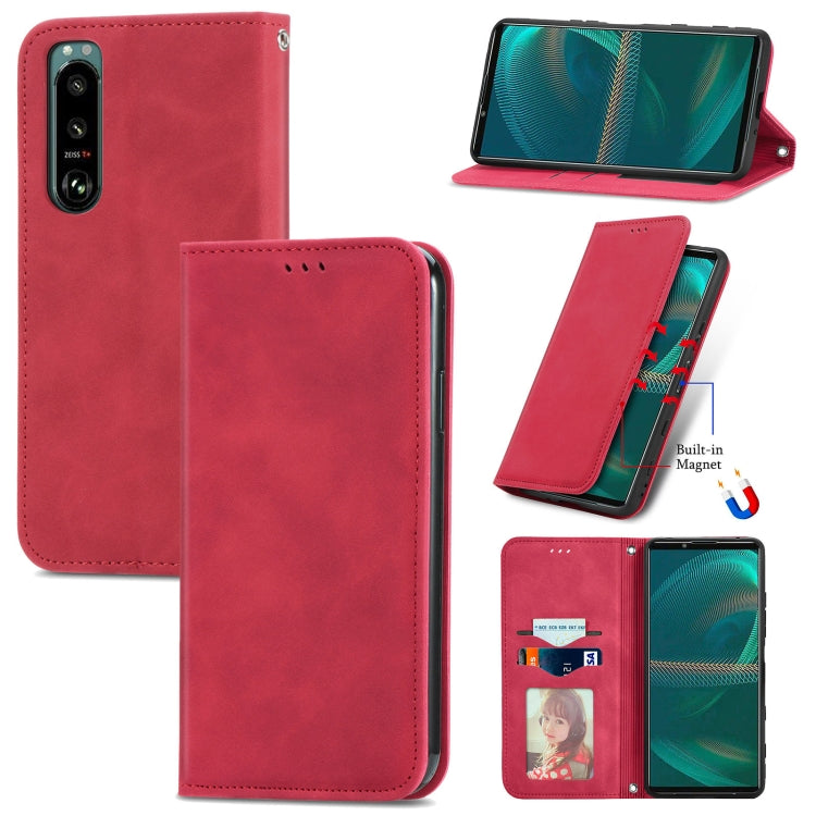 For Sony Xperia 5 III Retro Skin Feel Business Magnetic Horizontal Flip Leather Case with Holder & Card Slots & Wallet & Photo Frame