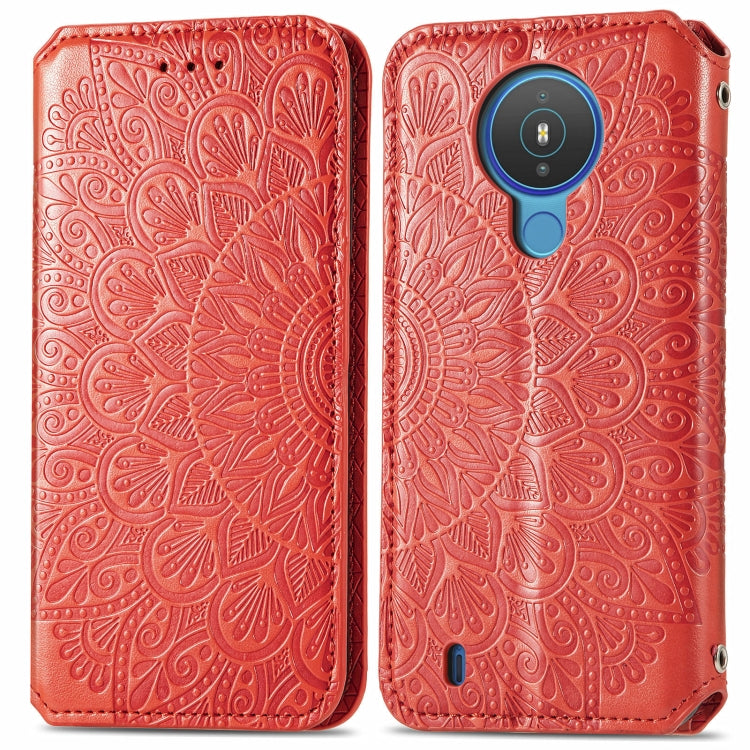 For Nokia 1.4 Blooming Mandala Embossed Pattern Magnetic Horizontal Flip Leather Case with Holder & Card Slots & Wallet