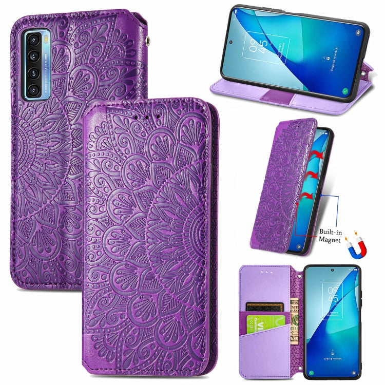 For TCL 20S Blooming Mandala Embossed Pattern Magnetic Horizontal Flip Leather Case with Holder & Card Slots & Wallet