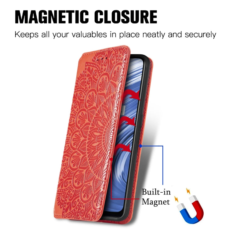 For OPPO Realme V15 5G Blooming Mandala Embossed Pattern Magnetic Horizontal Flip Leather Case with Holder & Card Slots & Wallet