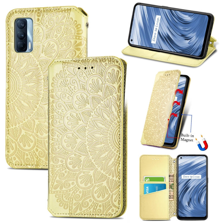 For OPPO Realme V15 5G Blooming Mandala Embossed Pattern Magnetic Horizontal Flip Leather Case with Holder & Card Slots & Wallet