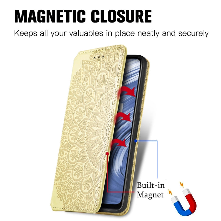 For OPPO Realme V15 5G Blooming Mandala Embossed Pattern Magnetic Horizontal Flip Leather Case with Holder & Card Slots & Wallet