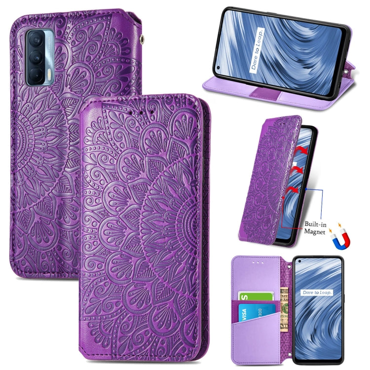 For OPPO Realme V15 5G Blooming Mandala Embossed Pattern Magnetic Horizontal Flip Leather Case with Holder & Card Slots & Wallet