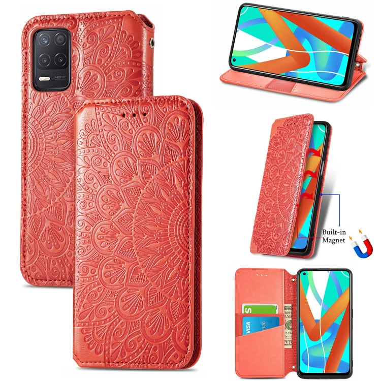 For OPPO Realme V13 Blooming Mandala Embossed Pattern Magnetic Horizontal Flip Leather Case with Holder & Card Slots & Wallet