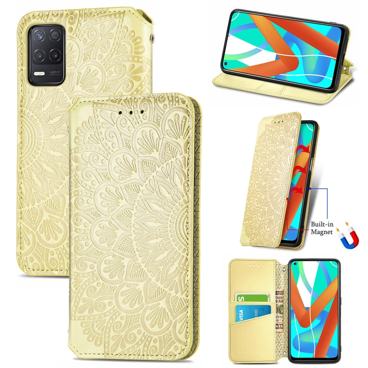 For OPPO Realme V13 Blooming Mandala Embossed Pattern Magnetic Horizontal Flip Leather Case with Holder & Card Slots & Wallet