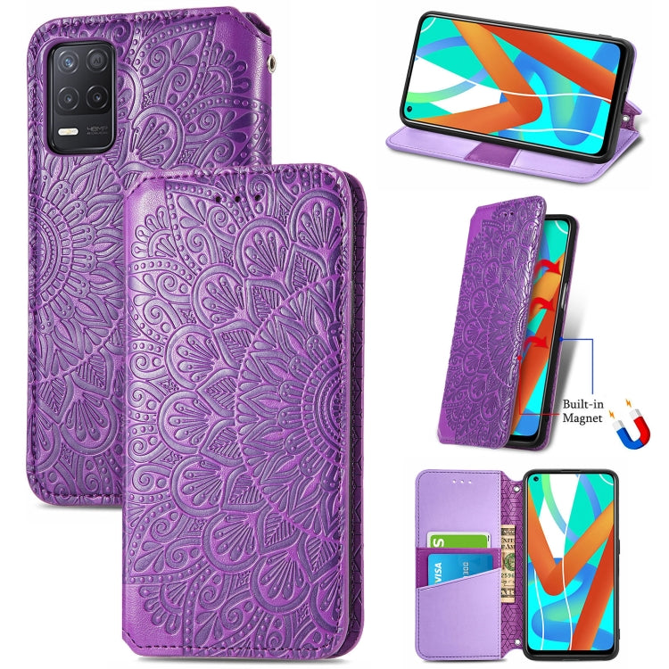 For OPPO Realme V13 Blooming Mandala Embossed Pattern Magnetic Horizontal Flip Leather Case with Holder & Card Slots & Wallet