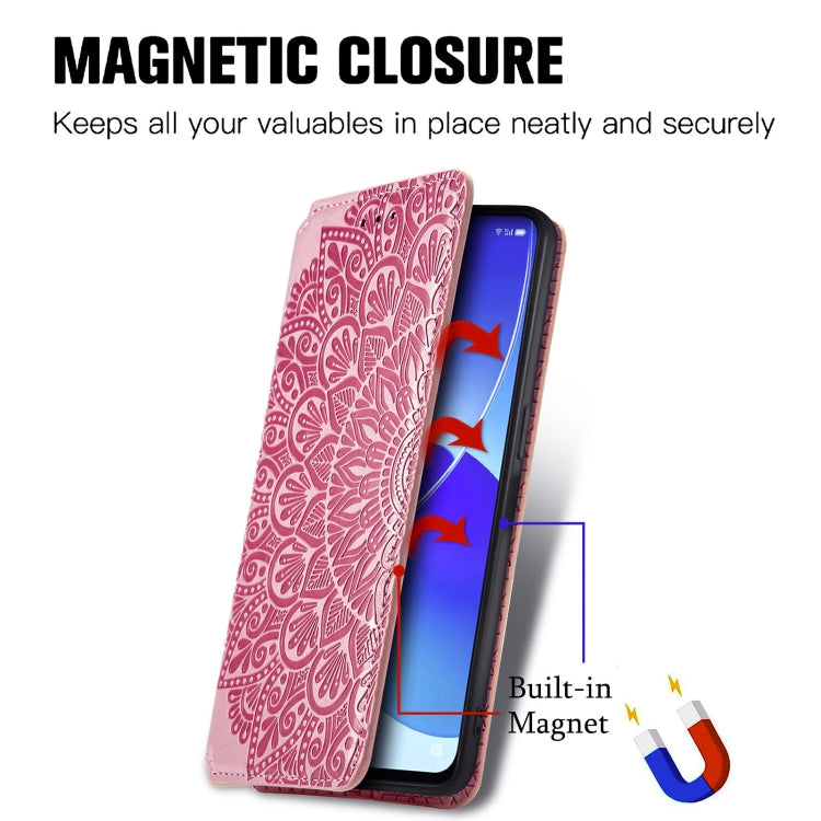 For OPPO Reno6 5G Blooming Mandala Embossed Pattern Magnetic Horizontal Flip Leather Case with Holder & Card Slots & Wallet