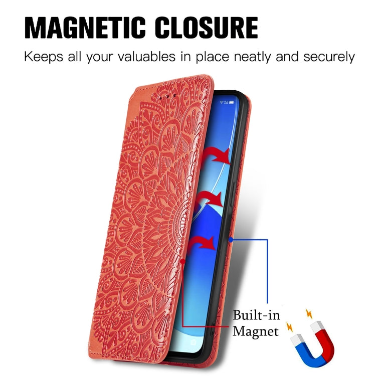 For OPPO Reno6 5G Blooming Mandala Embossed Pattern Magnetic Horizontal Flip Leather Case with Holder & Card Slots & Wallet