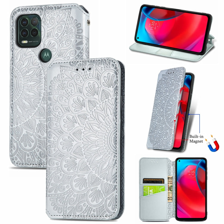 For Motorola G Stylus 5G Blooming Mandala Embossed Pattern Magnetic Horizontal Flip Leather Case with Holder & Card Slots & Wallet