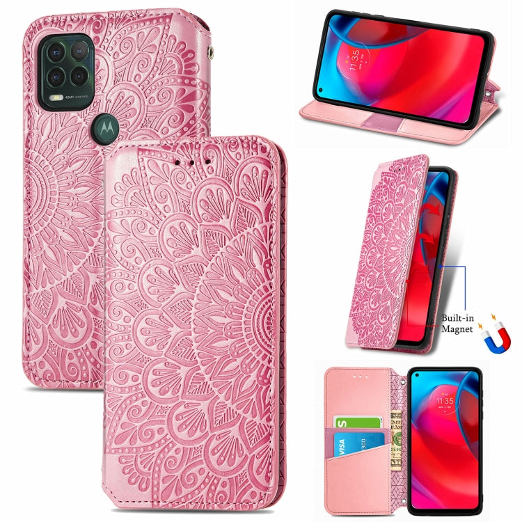 For Motorola G Stylus 5G Blooming Mandala Embossed Pattern Magnetic Horizontal Flip Leather Case with Holder & Card Slots & Wallet