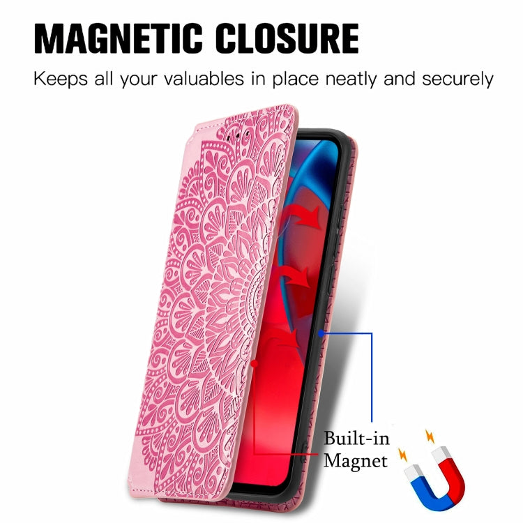 For Motorola G Stylus 5G Blooming Mandala Embossed Pattern Magnetic Horizontal Flip Leather Case with Holder & Card Slots & Wallet