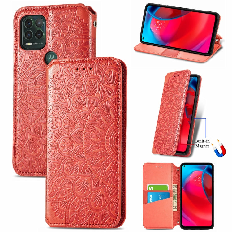 For Motorola G Stylus 5G Blooming Mandala Embossed Pattern Magnetic Horizontal Flip Leather Case with Holder & Card Slots & Wallet