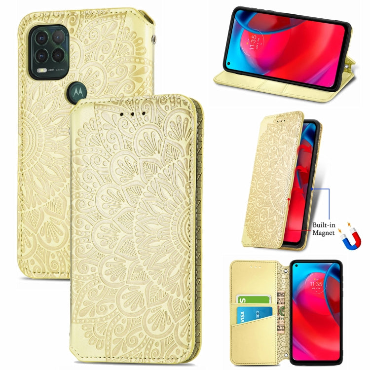 For Motorola G Stylus 5G Blooming Mandala Embossed Pattern Magnetic Horizontal Flip Leather Case with Holder & Card Slots & Wallet