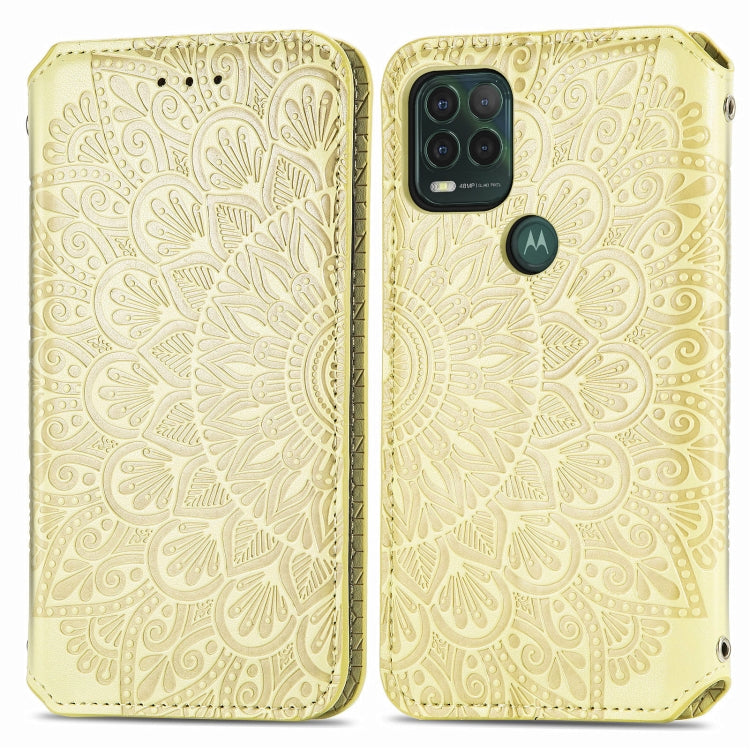 For Motorola G Stylus 5G Blooming Mandala Embossed Pattern Magnetic Horizontal Flip Leather Case with Holder & Card Slots & Wallet