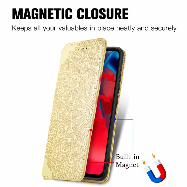 For Motorola G Stylus 5G Blooming Mandala Embossed Pattern Magnetic Horizontal Flip Leather Case with Holder & Card Slots & Wallet