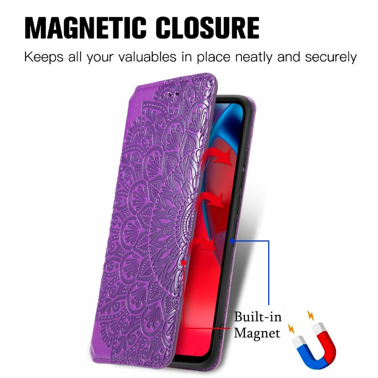 For Motorola G Stylus 5G Blooming Mandala Embossed Pattern Magnetic Horizontal Flip Leather Case with Holder & Card Slots & Wallet