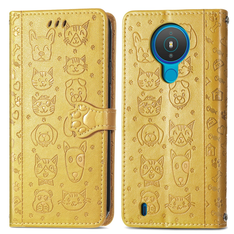 For Nokia 1.4 Cute Cat and Dog Embossed Horizontal Flip Leather Case with Holder & Card Slots & Wallet & Lanyard