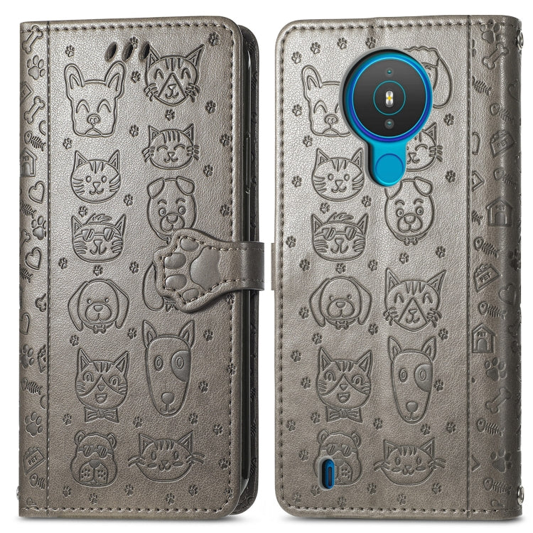 For Nokia 1.4 Cute Cat and Dog Embossed Horizontal Flip Leather Case with Holder & Card Slots & Wallet & Lanyard