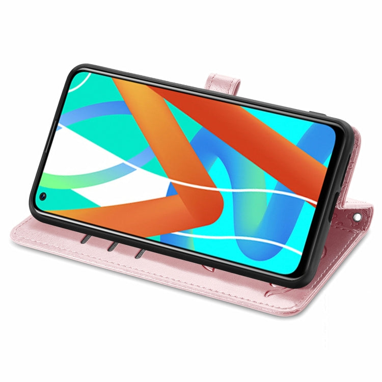 For OPPO Realme V15 5G Cute Cat and Dog Embossed Horizontal Flip Leather Case with Holder & Card Slots & Wallet & Lanyard