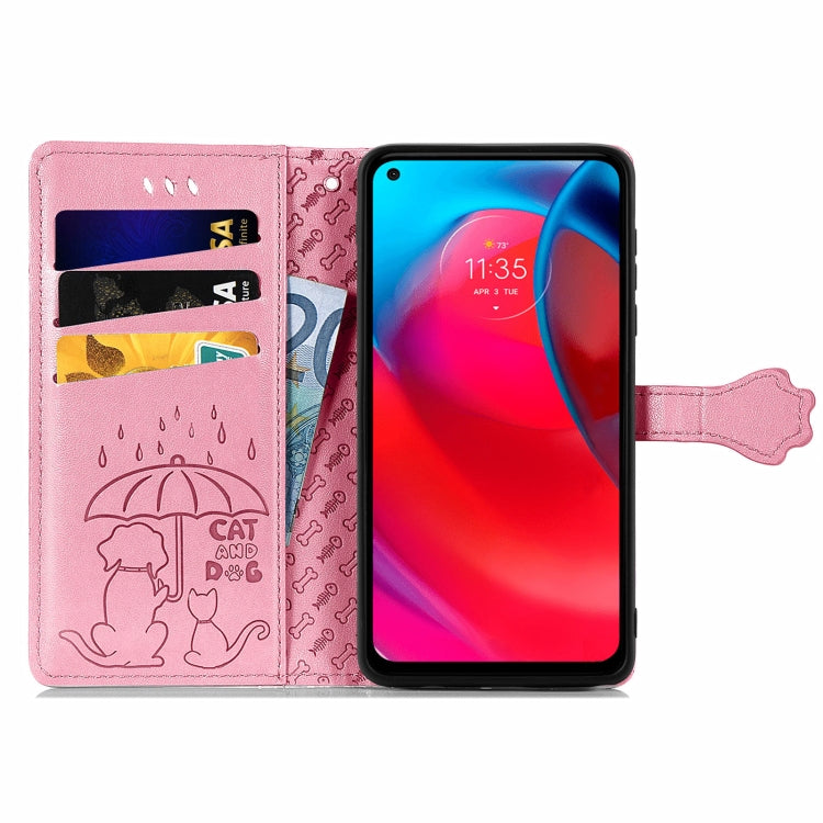 For Motorola MOTO G Stylus 5G Cute Cat and Dog Embossed Horizontal Flip Leather Case with Holder & Card Slots & Wallet & Lanyard
