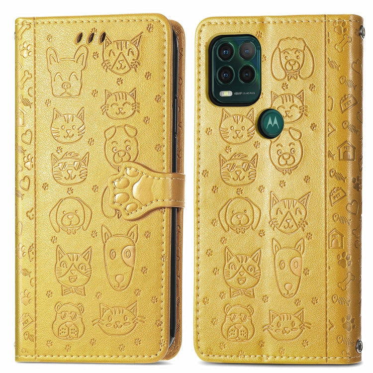 For Motorola MOTO G Stylus 5G Cute Cat and Dog Embossed Horizontal Flip Leather Case with Holder & Card Slots & Wallet & Lanyard
