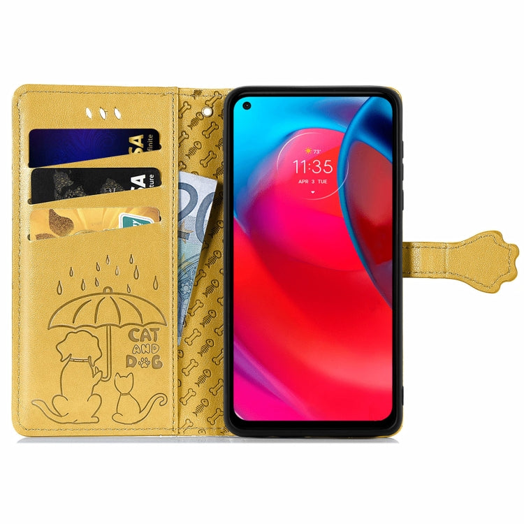 For Motorola MOTO G Stylus 5G Cute Cat and Dog Embossed Horizontal Flip Leather Case with Holder & Card Slots & Wallet & Lanyard