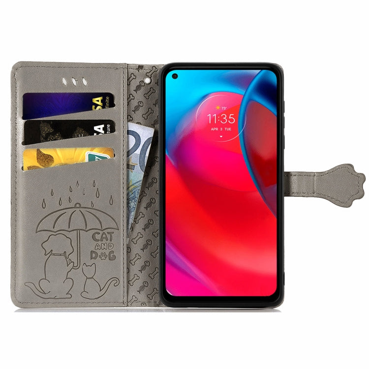 For Motorola MOTO G Stylus 5G Cute Cat and Dog Embossed Horizontal Flip Leather Case with Holder & Card Slots & Wallet & Lanyard