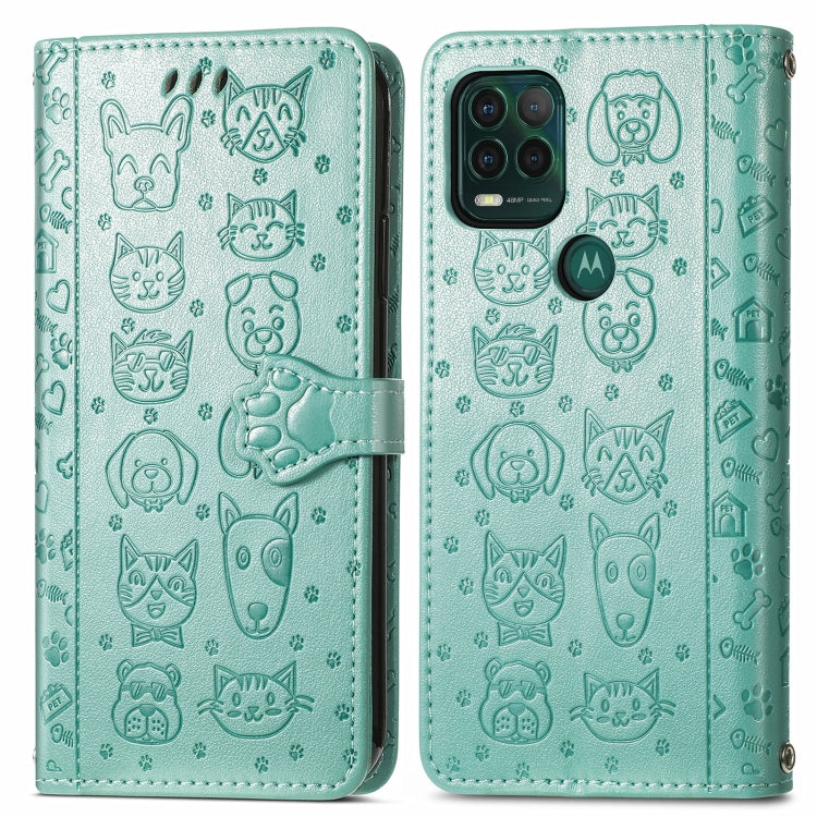 For Motorola MOTO G Stylus 5G Cute Cat and Dog Embossed Horizontal Flip Leather Case with Holder & Card Slots & Wallet & Lanyard