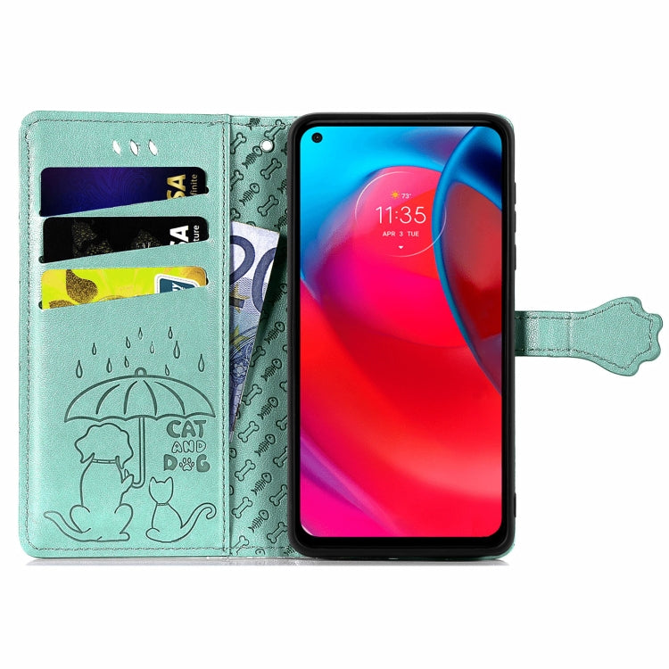 For Motorola MOTO G Stylus 5G Cute Cat and Dog Embossed Horizontal Flip Leather Case with Holder & Card Slots & Wallet & Lanyard