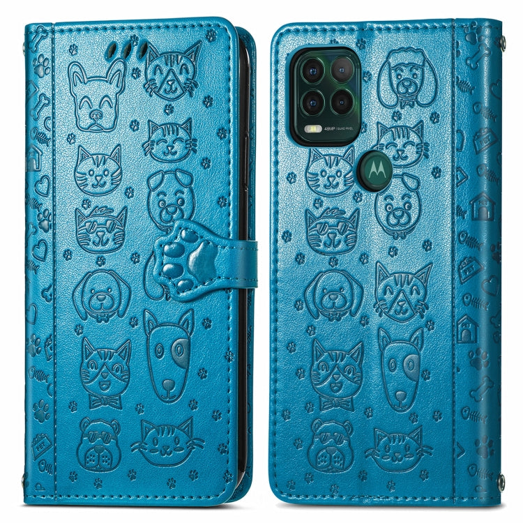 For Motorola MOTO G Stylus 5G Cute Cat and Dog Embossed Horizontal Flip Leather Case with Holder & Card Slots & Wallet & Lanyard