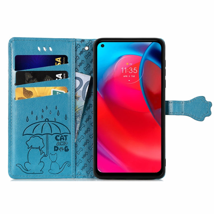 For Motorola MOTO G Stylus 5G Cute Cat and Dog Embossed Horizontal Flip Leather Case with Holder & Card Slots & Wallet & Lanyard