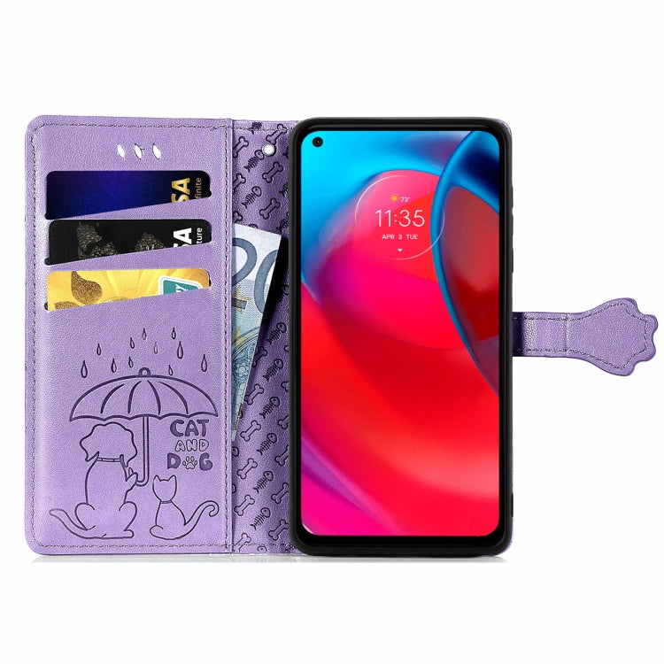 For Motorola MOTO G Stylus 5G Cute Cat and Dog Embossed Horizontal Flip Leather Case with Holder & Card Slots & Wallet & Lanyard