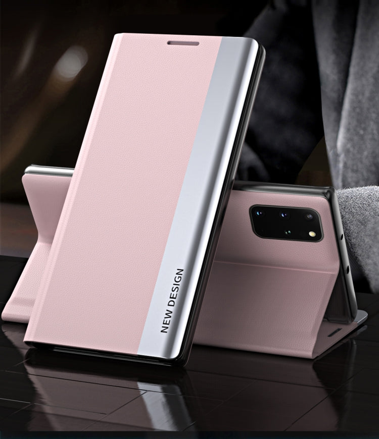 For Samsung Galaxy A72 5G / 4G Side Electroplated Magnetic Ultra-Thin Horizontal Flip Leather Case with Holder
